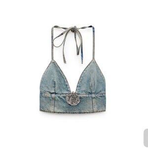 Zara x Barbie Denim Halter Top NWT